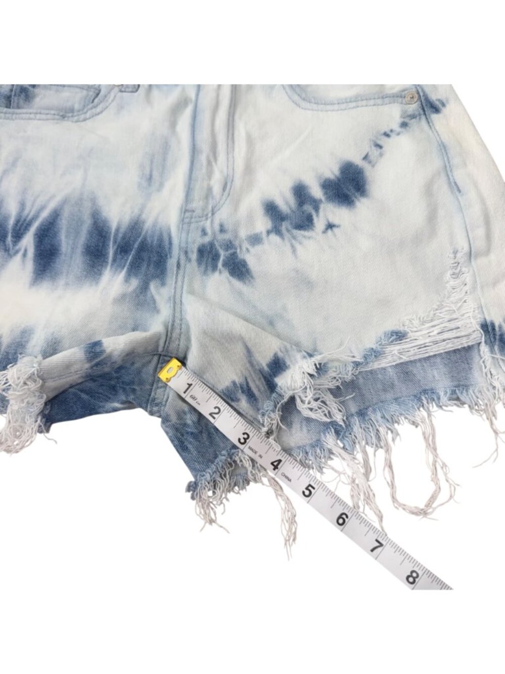 American Eagle Womens Highest Rise Tie-Dye Mom Shorts Size 2  Distressed Raw Hem - Picture 7 of 14